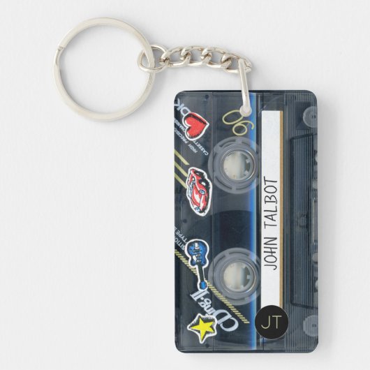 Retro T3 Audiotape Mixtape Cassette, gepersonalise Sleutelhanger (Voorkant)
