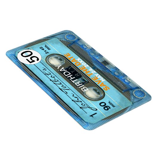 Retro T4 Audiotape 50e verjaardag Save the Date FP Magneet (Rechterzijde)