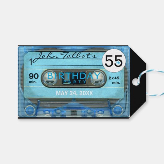 Retro T4 Audiotape 55e Verjaardag Dank u Gift T Cadeaulabel (Voorkant (Horizontaal))
