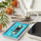Retro T4 Blue Audiotape mixtape Cassette Name K Sleutelhanger (Voorkant Rechts)