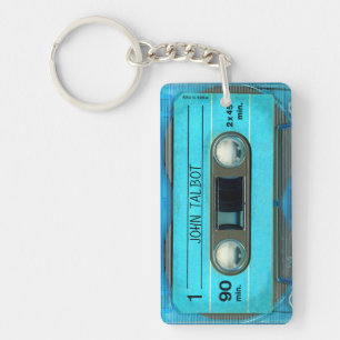 Retro T4 Blue Audiotape mixtape Cassette Name K Sleutelhanger