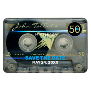 Retro T5 Audiotape 50e verjaardag Save the Date FP Magneet