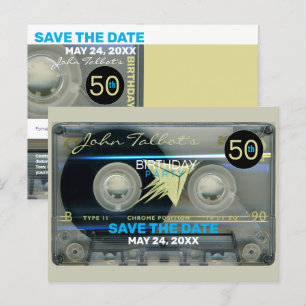 Retro T5 Audiotape 50e verjaardag Save the Date Po Uitnodiging Briefkaart