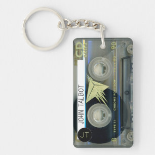 Retro T5 Audiotape Mixtape Cassette, gepersonalise Sleutelhanger