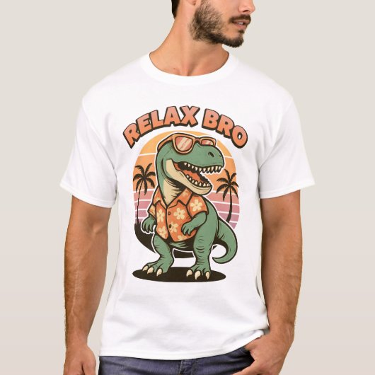 Retro T-Rex Chill Vibes - Ontspan Bro Beach Shirt (Voorkant)