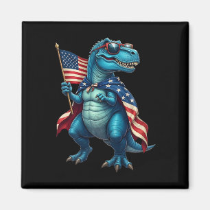 Retro T Rex Dinosaur 4 juli Amerikaanse vlag VS Magneet