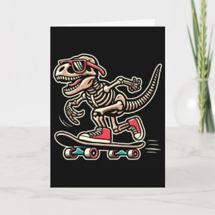 Retro T-rex skelet Dinosaur Skateboarden Jongens Kaart