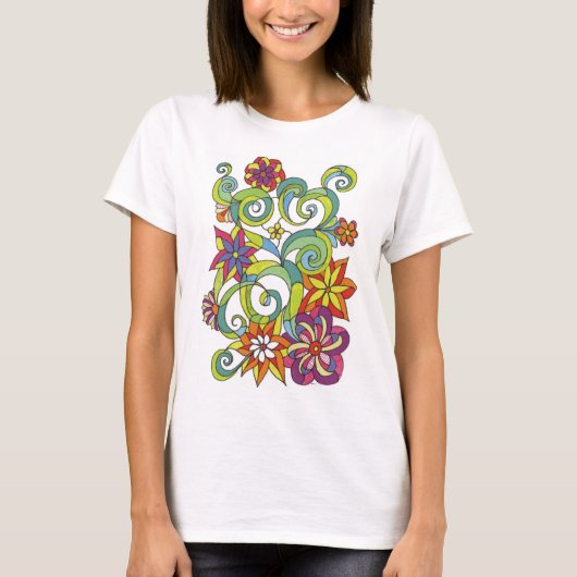 Rétro T-shirt de fleurs (Devant)