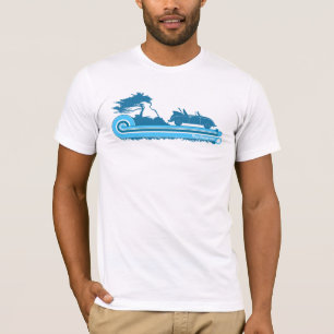Rétro T-shirt de surf de "Shortboarder" en Teal e