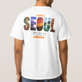 Retro T-shirt met reisgrafisch ontwerp voor Seoul,