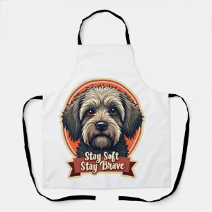 Retro T-Shirt Ontwerp met Verdrietige Hond in Redd Schort