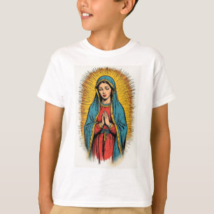Retro T-shirt voor kinderen met de Maagd Maria