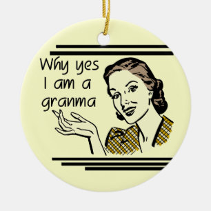 Retro T-shirts Granma en Giften Keramisch Ornament