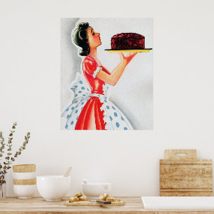 Retro taart decor poster