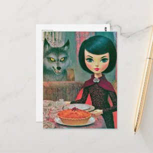 Retro Taart Eten Met de Wolf Briefkaart