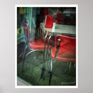 Rétro table et affiche de chaises