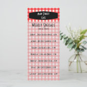 Retro Tablecloth Red Gingham Cafe Menu (Staand voorkant)