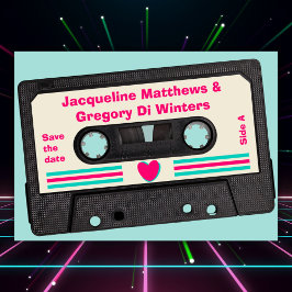 Retro tachtiger muziek mix tape de datum opslaan kaart