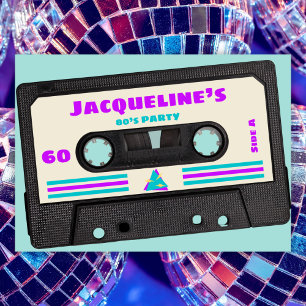 Retro tachtiger Paarse mix tape 60e verjaardagsfee Kaart