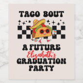 Retro Taco Over Een Afstuderen Fiesta Afstuderen Wijn Etiket (Enkel label)
