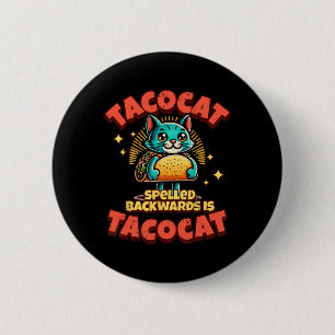 Retro Tacocat gespeld naar achteren is Taco Cat T- Ronde Button 5,7 Cm