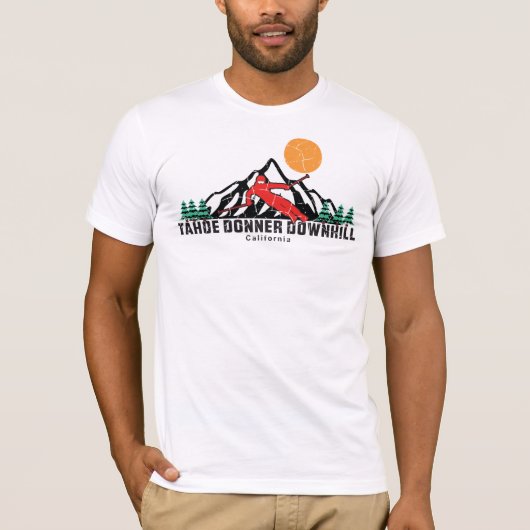 Retro Tahoe Donner afdaling Ski T-shirt (Voorkant)