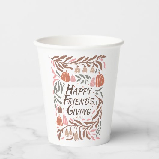 Retro takken en pompoenen herfst Thanksgiving Papieren Bekers (Voorkant)