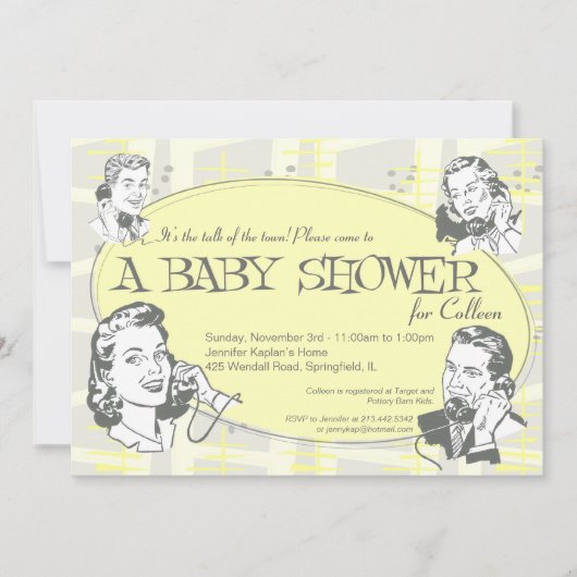 Retro Talk of the Town Baby shower Invitation (Devant)