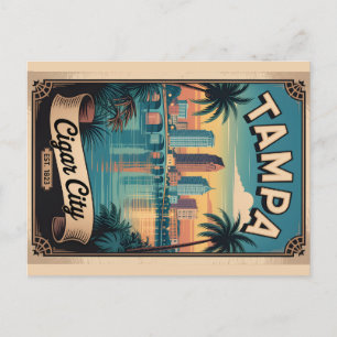 Retro Tampa Florida Reizen Poster Kunst Feestdagenkaart