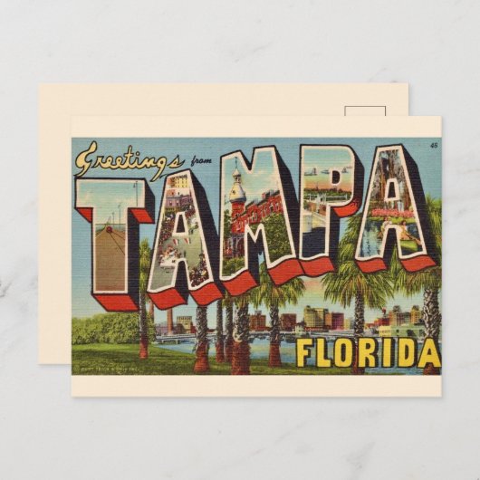 Retro Tampa Florida Wenskaart Briefkaart (Voorkant / Achterkant)