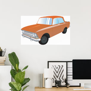 Retro Tan Car Poster