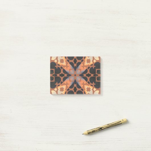 Retro Tan Pattern Post-it® Notes (Op bureau)