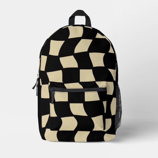 Retro Tan Wavy-controle Bedrukte Rugzak (Voorkant)
