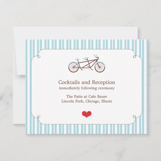 Retro Tandem Bicycle Blue & White Striped Wedding (Voorkant)