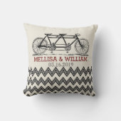 Retro Tandem Bicycle Zigzag Chevron Wedding Gift Kussen (Voorkant)