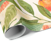 RETRO Tangerines Mandarins Branch Kerstmis Cadeaupapier (Rol Hoek)