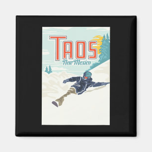 Retro Taos Ski Valley Nieuw Mexico Skiën Snowboard Magneet