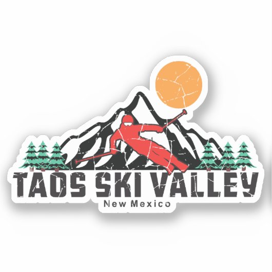 Retro Taos Ski Valley Sticker (Voorkant)