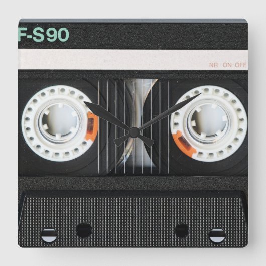 Retro tapecassetrecorder 70s 80s vierkante klok (Voorkant)