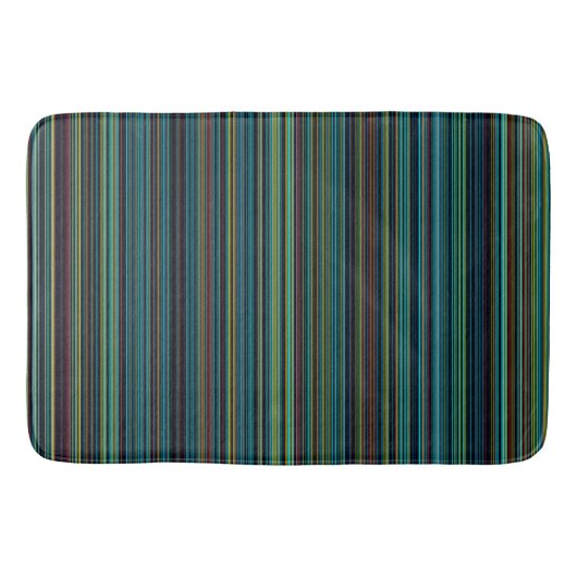 Rétro tapis de bain de rayure de vert de brun bleu (Devant)