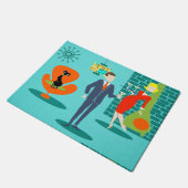 Rétro tapis de porte de couples de bande dessinée (Incliné)