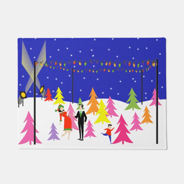 Rétro tapis de porte de ferme d'arbre de Noël (Devant)