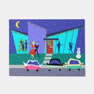 Rétro tapis de porte de Noël de partie de bande