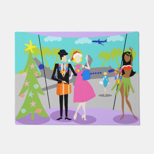 Rétro tapis de porte hawaïen de Noël (Devant)
