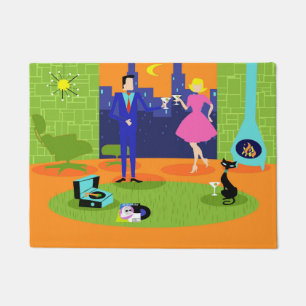 Rétro tapis de porte romantique de couples de