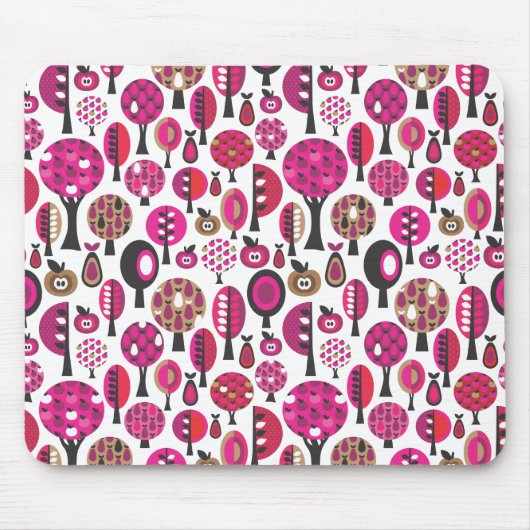 Rétro tapis de souris rose mignon d'arbres et de (Devant)