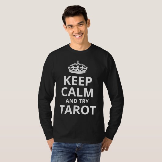 Retro Tarot 'Keep Calm and Try Tarot' T-shirt (Voorkant volledig)