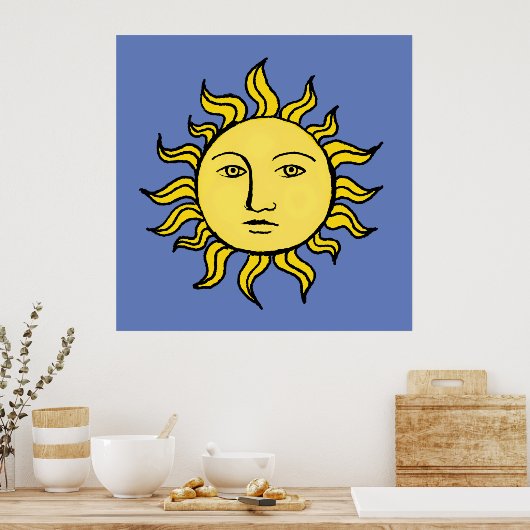 Retro Tarot Magic  Witchy Celestial Art Sun Poster (Keuken)