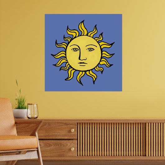 Retro Tarot Magic  Witchy Celestial Art Sun Poster (Woonkamer 2)