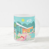 Rétro tasse gaie en verre givré de réception au (Devant droit)